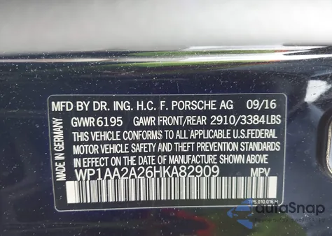 2017 Porsche Cayenne Platinum Edition z USA, uszkodzony, nr VIN WP1AA2A26HKA82909